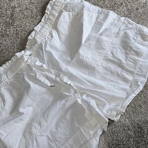 LOFT White Elastic Waist Shorts